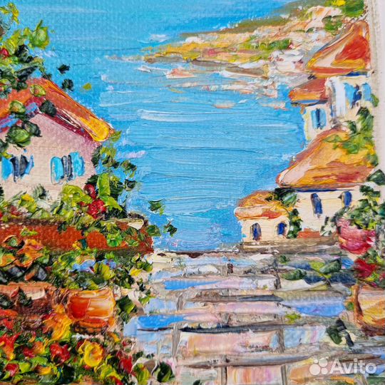 Греция пейзаж морской картина маслом море