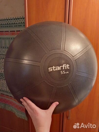 Фитбол 55см starfit чёрный фитнес мяч шар