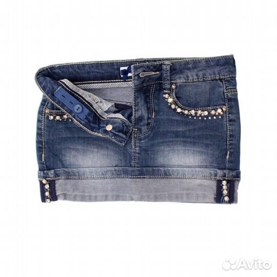 Silvian Heach Юбка джинсовая с отворотом украшенна