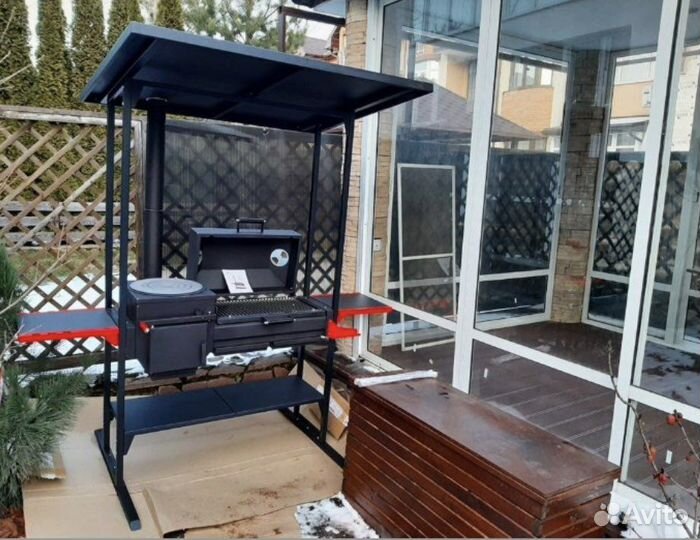 Барбекю комплекс: мангал с крышей печь гриль смоке