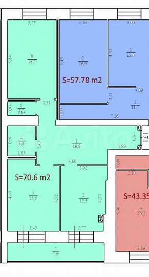 2-к. квартира, 70,6 м², 4/9 эт.