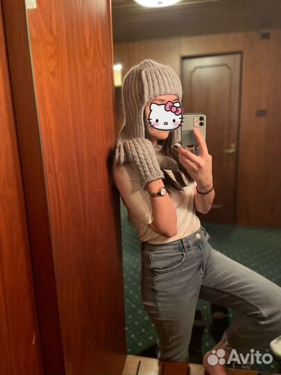 Шапка ушанка и варежки ручной работы