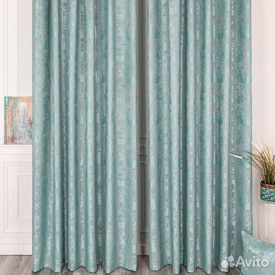 Комплект штор мрамор Зарина Бирюза