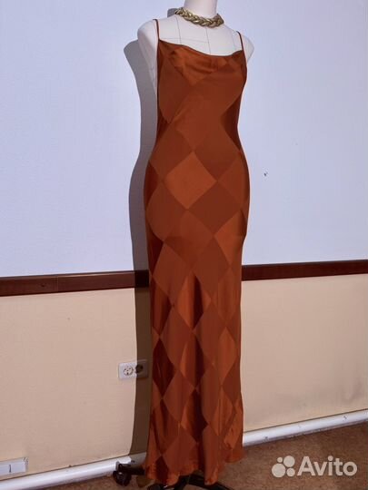 Вечернее платье шашки длинное вискоза ретро винтаж