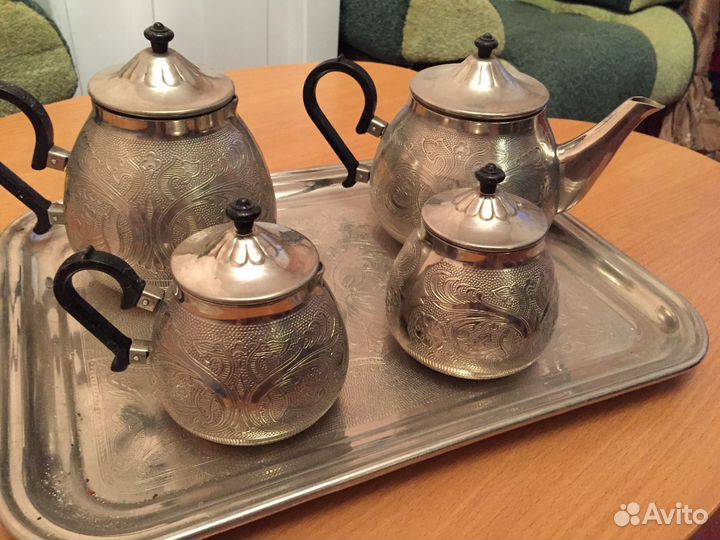 Чайный мельхиоровый набор