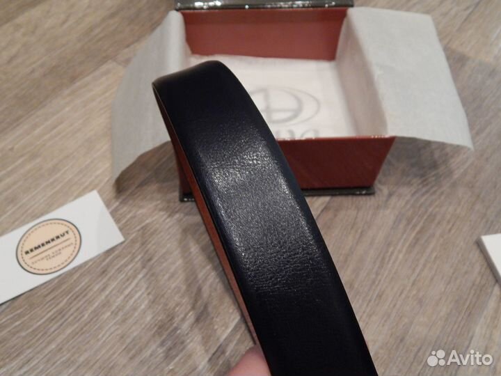 Ремень мужской синий из натуральной кожи