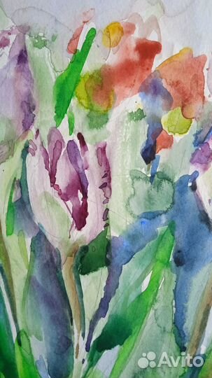 Картина акварель цветы художник живопись