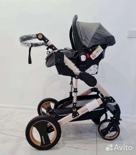 Коляска 3в1 Новая трансформер (темно серый)