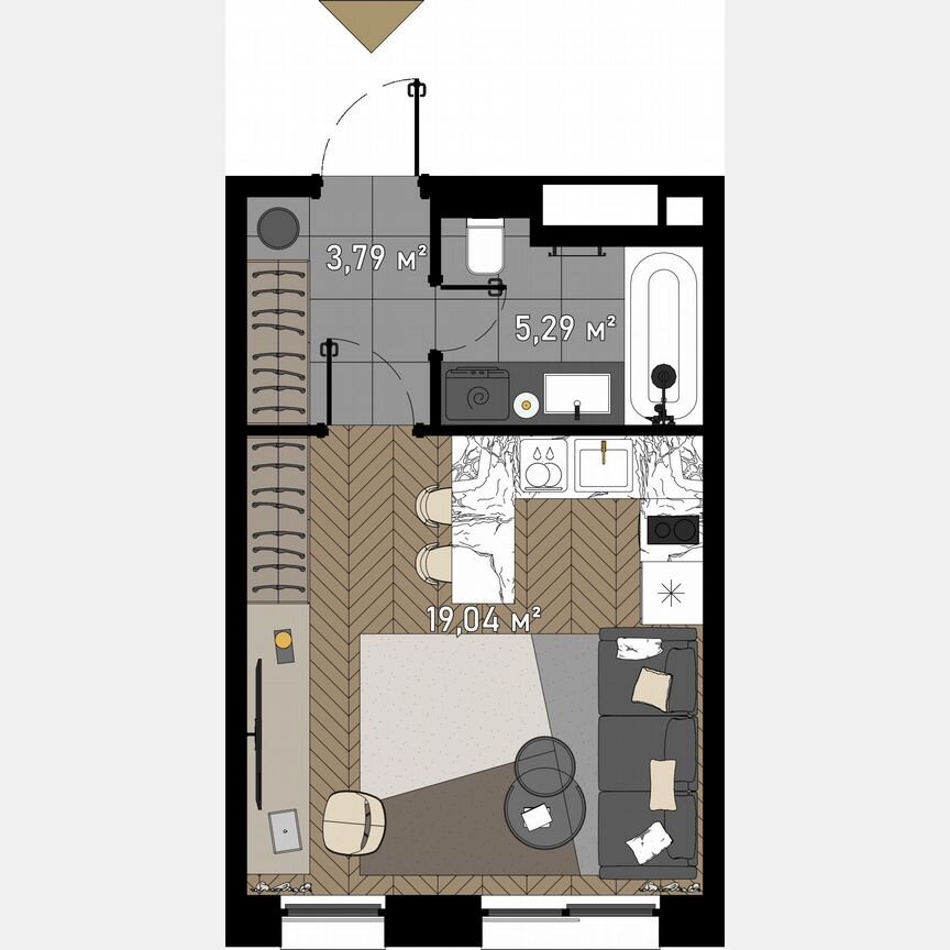 Апартаменты-студия, 28 м², 20/23 эт.