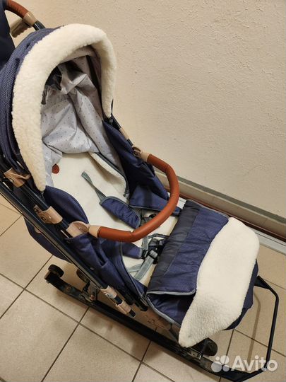 Детские санки с колесами новые