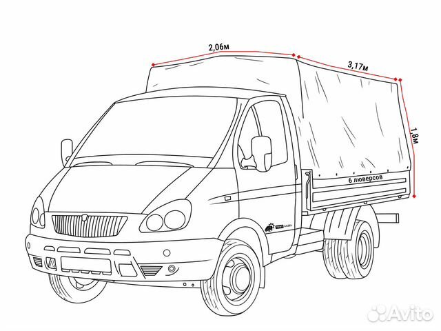 Тент на Газель завышенный на 30см. усиленный