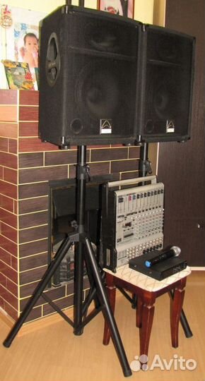 Колонки SVP 1200W Активный микшер Микрофон Штативы
