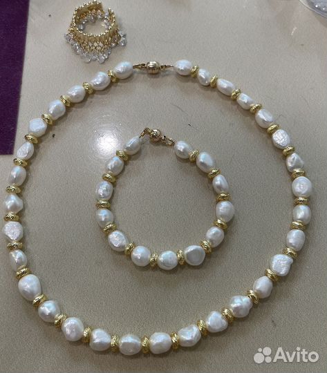 Колье из натурального жемчуга
