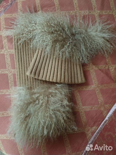 Комплект шапка и шарф женский шерсть