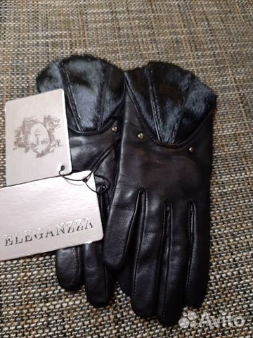 Перчатки новые из натуральной кожи с мехом р.7