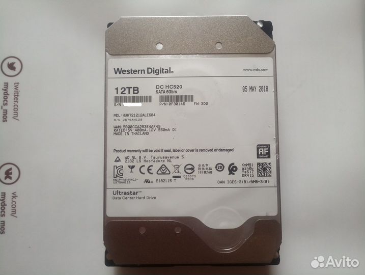 WD Ultrastar DC HC520 12TB SATA