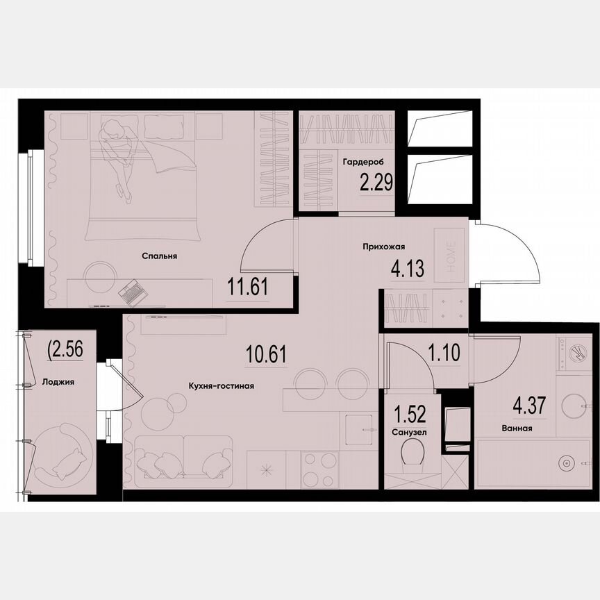 1-к. квартира, 36,9 м², 5/12 эт.