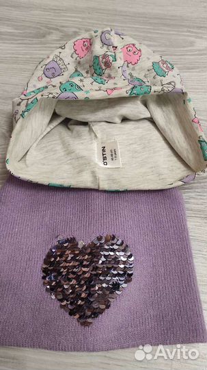 Две шапочки для девочки 46-48 см