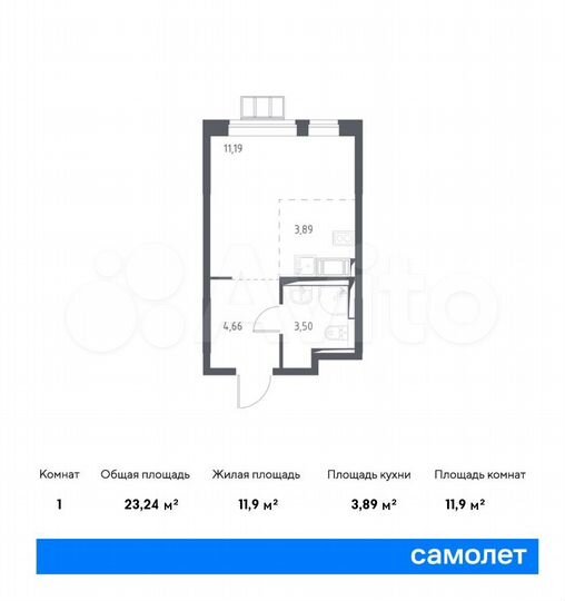 Квартира-студия, 23,2 м², 16/17 эт.