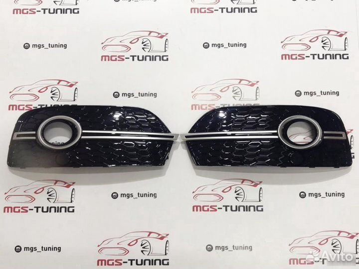 Вставки в бампер Audi Q3 11-14г стиль RSQ3 Chrome