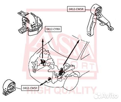 Подушка двигателя задняя asva 0412CW5R