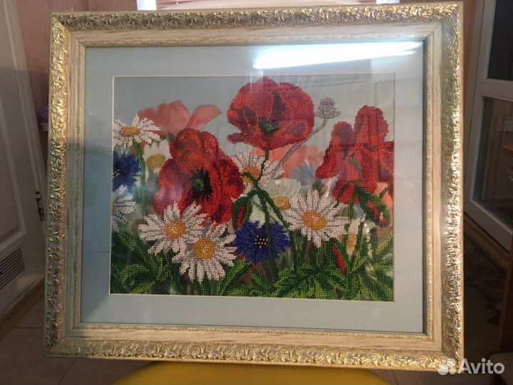 Вышивка бисером Маковое поле