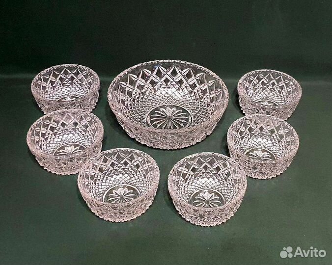 Набор хрустальных салатников. Богемия