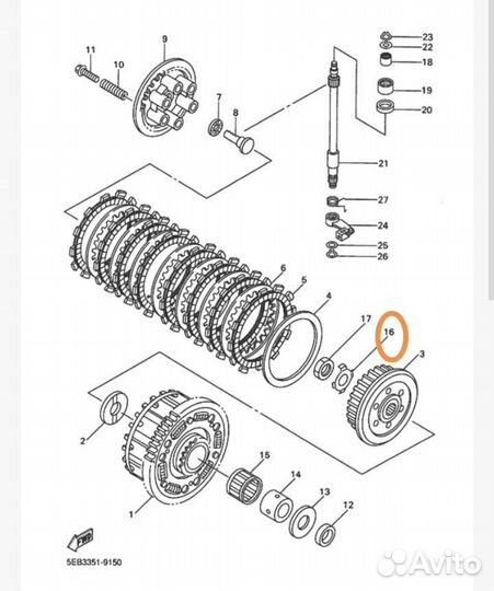 Оригинальная гайка шайба контровочная Yamaha
