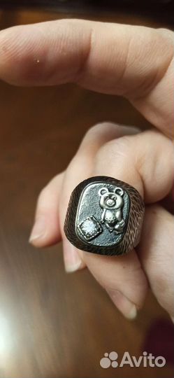 Серебряный перстень олимпийский мишка