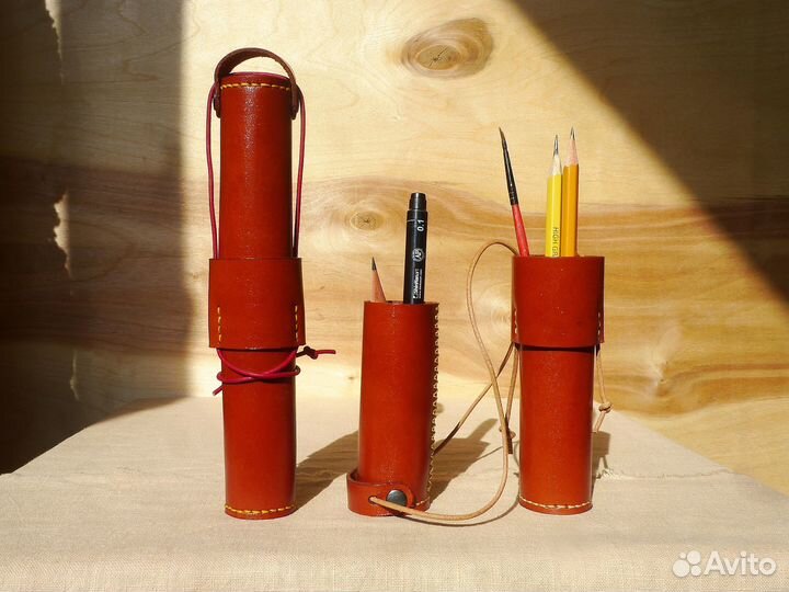 Тубус пенал из натуральной кожи