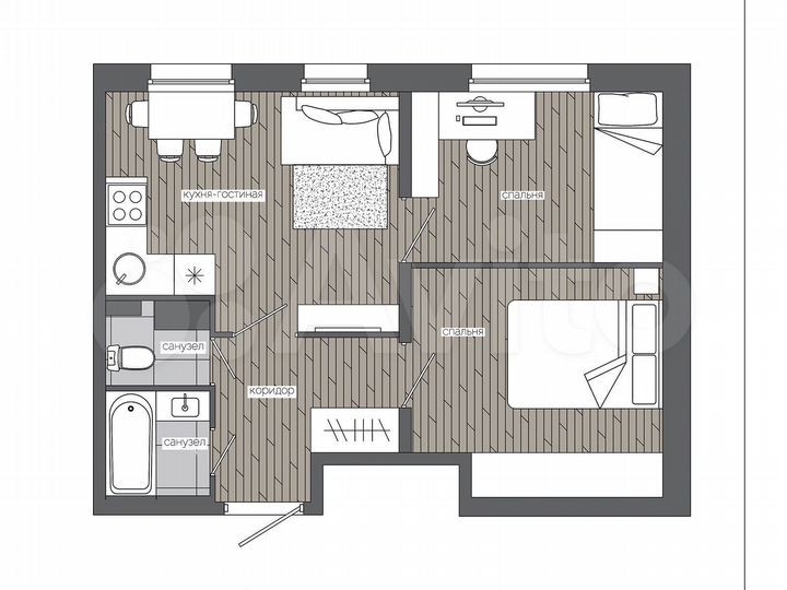 2-к. квартира, 44,1 м², 10/19 эт.