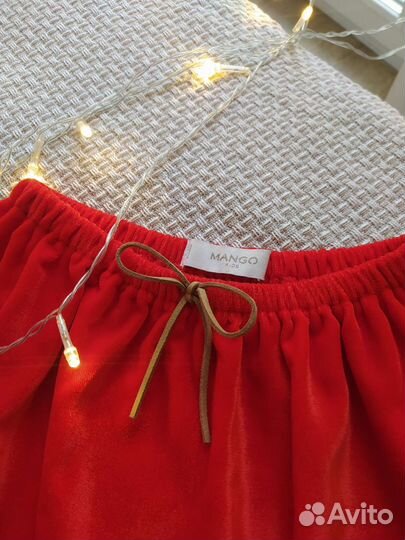 Юбка бархатная красная