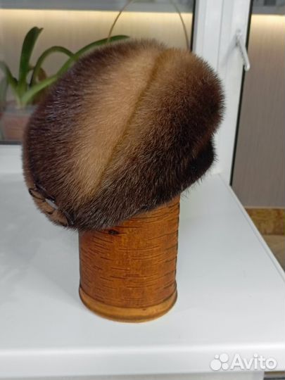 Шапка норковая женская коричневая 57 58 размер