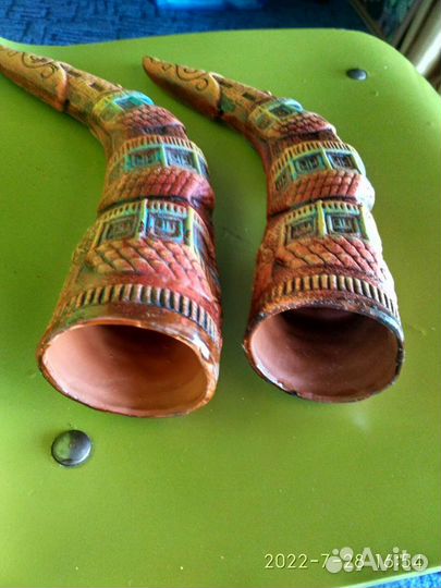 Глиняный рог из Грузии 2шт