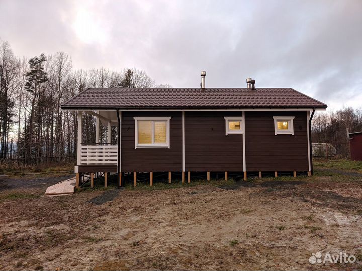 Одноэтажный каркасный дом 6х9 м. с террасой 2х6