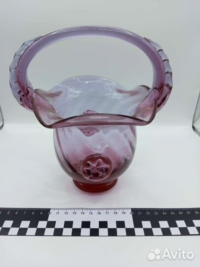 Ваза корзинка цветное стекло