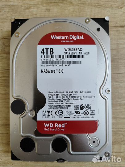 Жесткий диск WD Red WD40efax, 4тб, HDD, SATA III