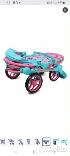 Коляска для кукол demi star 2в 1 9694