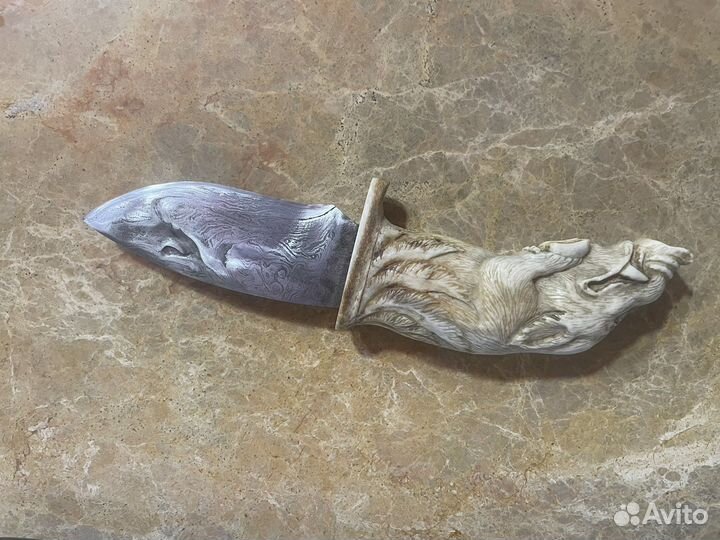 Нож кабан инкрустация кость мамонта