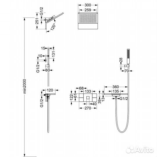 Верхний душ Vincea Futura vshd-2F11MB черный