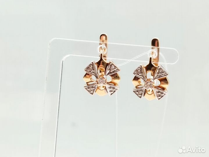 Золотые серьги с бриллиантами 585* Арт 45