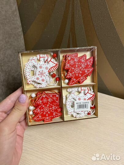 Игрушка новогодняя деревянная новая