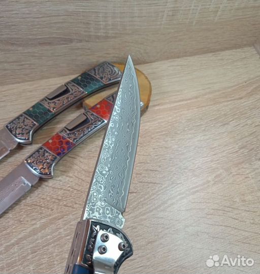 Нож складной дамаск светящийся