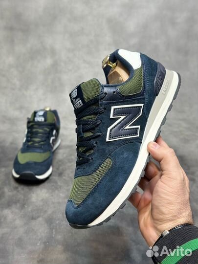 Кроссовки new balance 574 синие с зелёным верхом