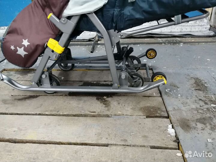 Детские санки коляска с колесами