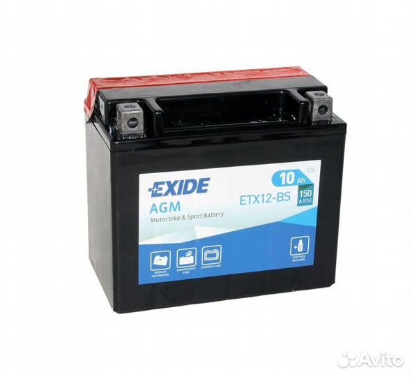 Аккумулятор Exide 10Ач прям. поляр. ETX12-BS