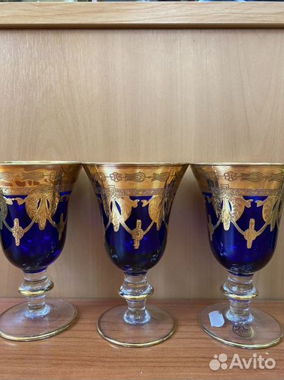 Бокалы фужеры Итали золото 24 К ручная работа