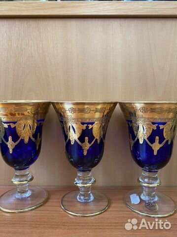 Бокалы фужеры Итали золото 24 К ручная работа