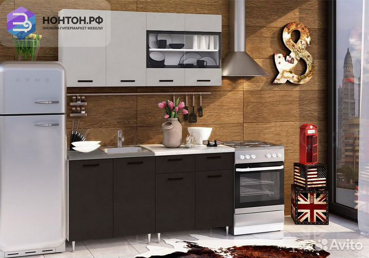 Кухня Рио 1.6 м бетон светлый / бетон темный