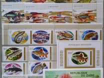 Наборы марок "Рыбы, "Птицы, "Кошки, "Бабочки, "Жив